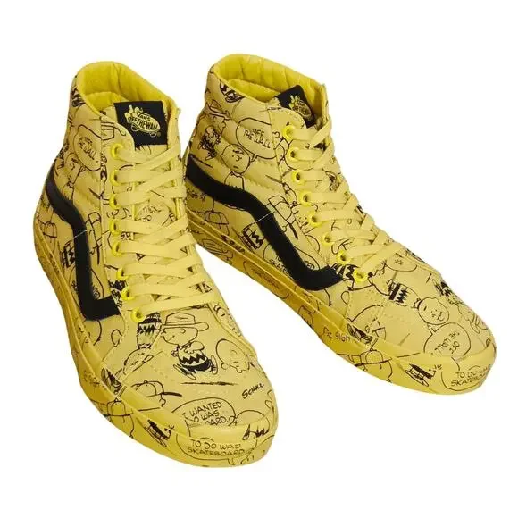 Vans X Peanuts SK8-Hi Charlie Brown Sneakers Yellow Black Size Mens 8 Womens 9.5 - Picture 3 of 9